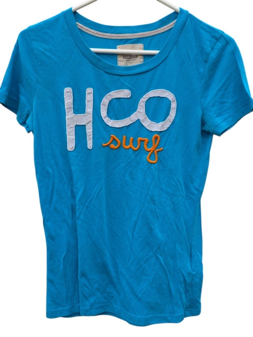 Vintage Hollister HCO Surf Applique Embroidered Graphic T-Shirt Medium Blue